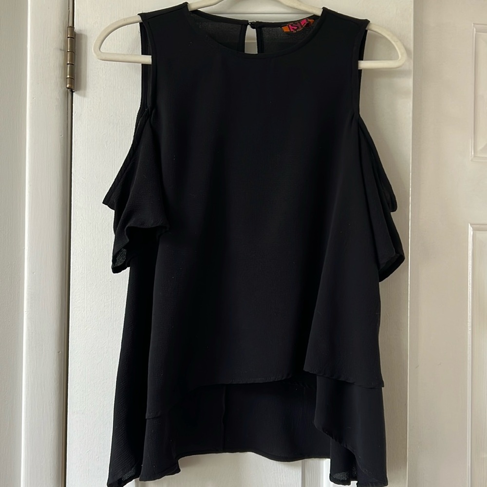 Cold shoulder, black, short sleeve blouse size small